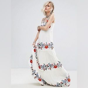 Embroidered Backless Maxi Dress